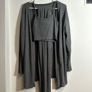 3 PIECE OUTFIT JACKET CROP TOP PANTS